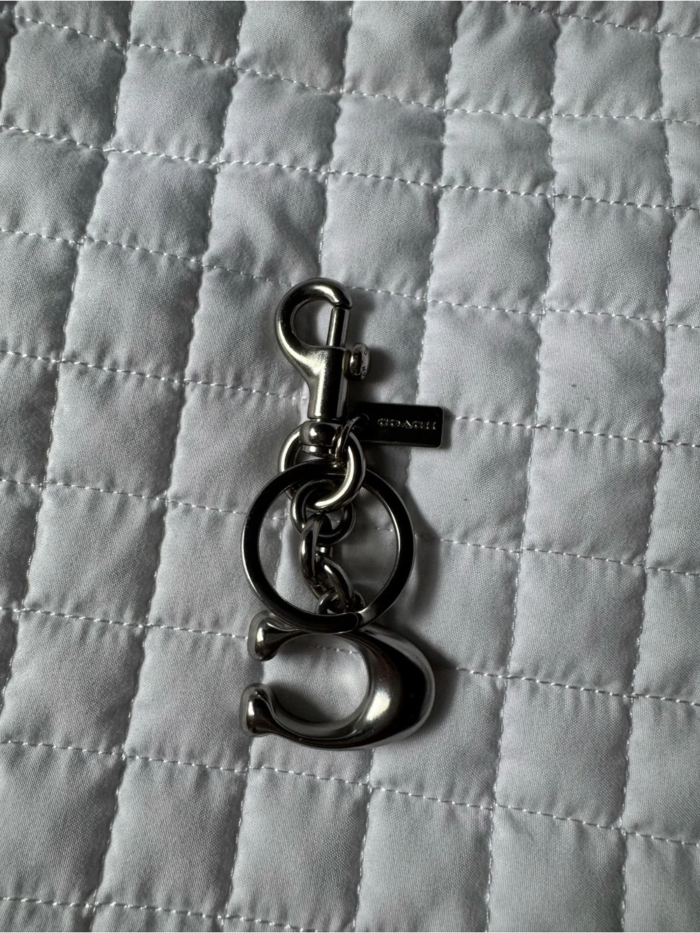 Coach Silver-Tone Sculpted 'C' Keychain bag charm - Picture 5 of 6